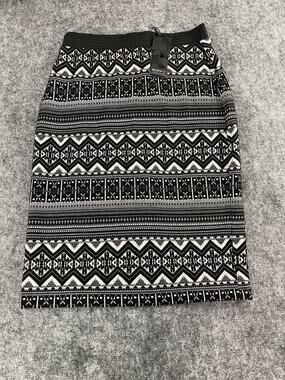 Suzy Q Skirt Pencil Womens Medium Fair Isle Stretch Straight Black NWT N335
